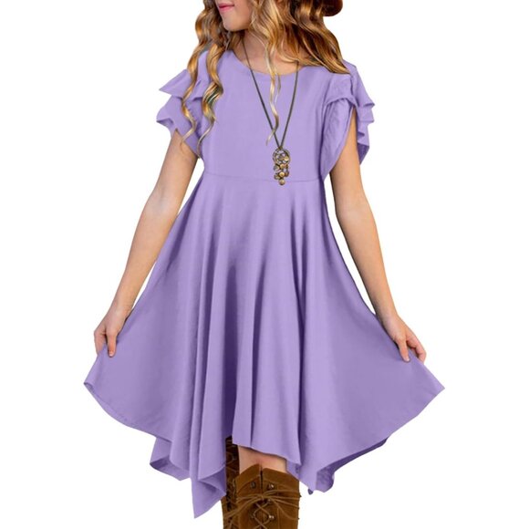 Tween Girls' Elegant Summer High Low Dress - Sizes 4 to 15, Soft Comfort - Picture 1 of 5